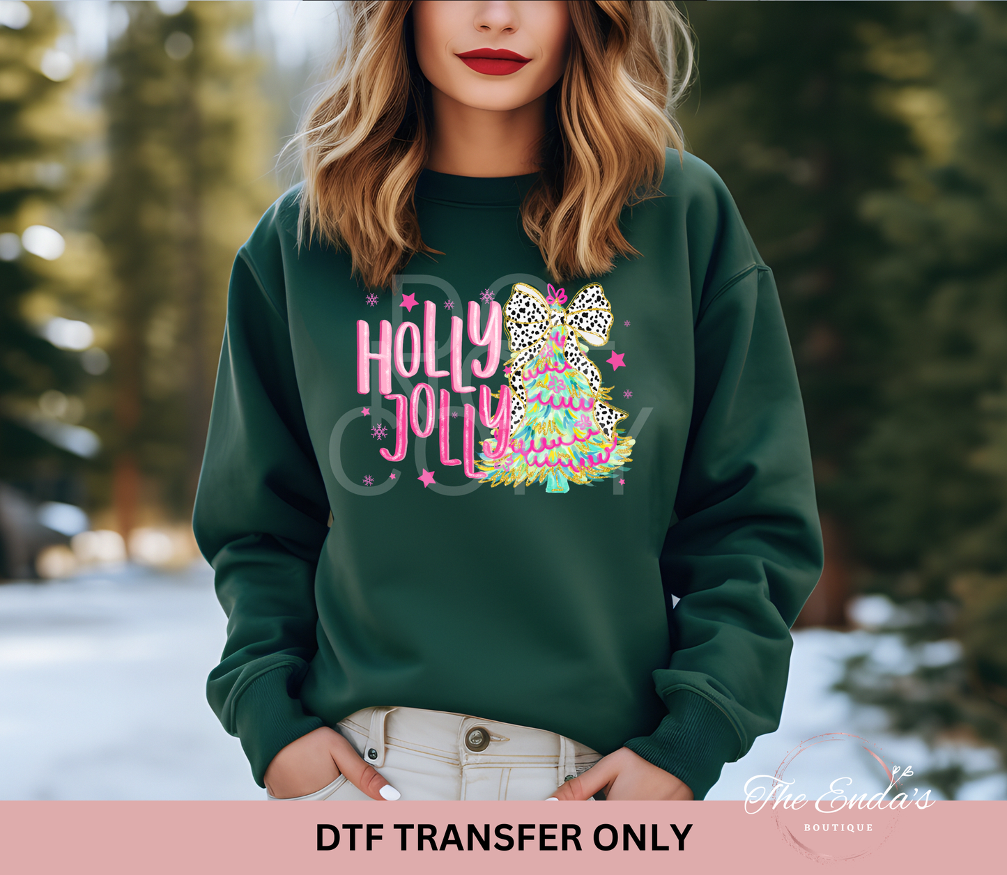 Holly Jolly Brushstroke Tree DTF Transfer