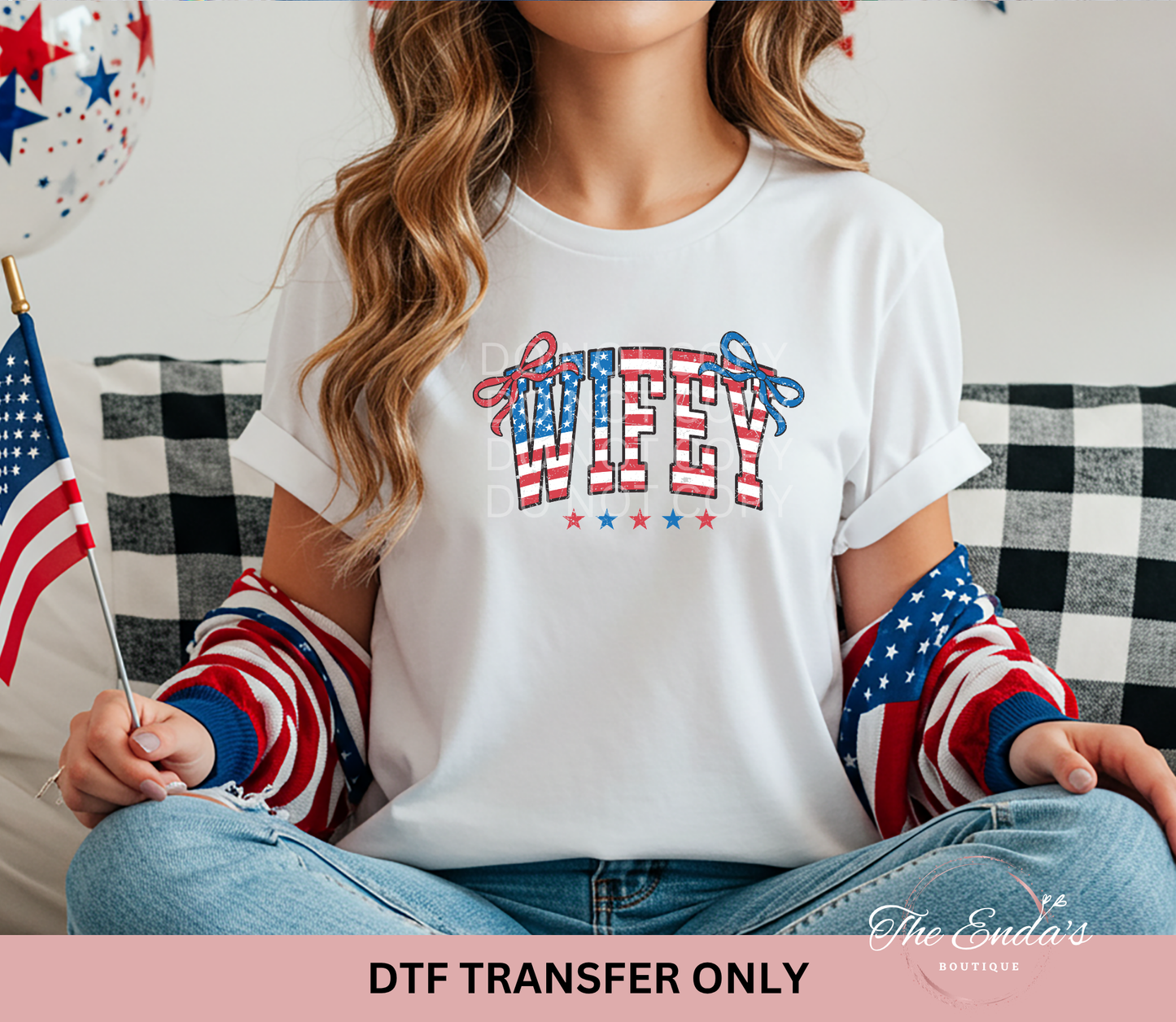 Distressed American Wifey Coquette DTF Transfer