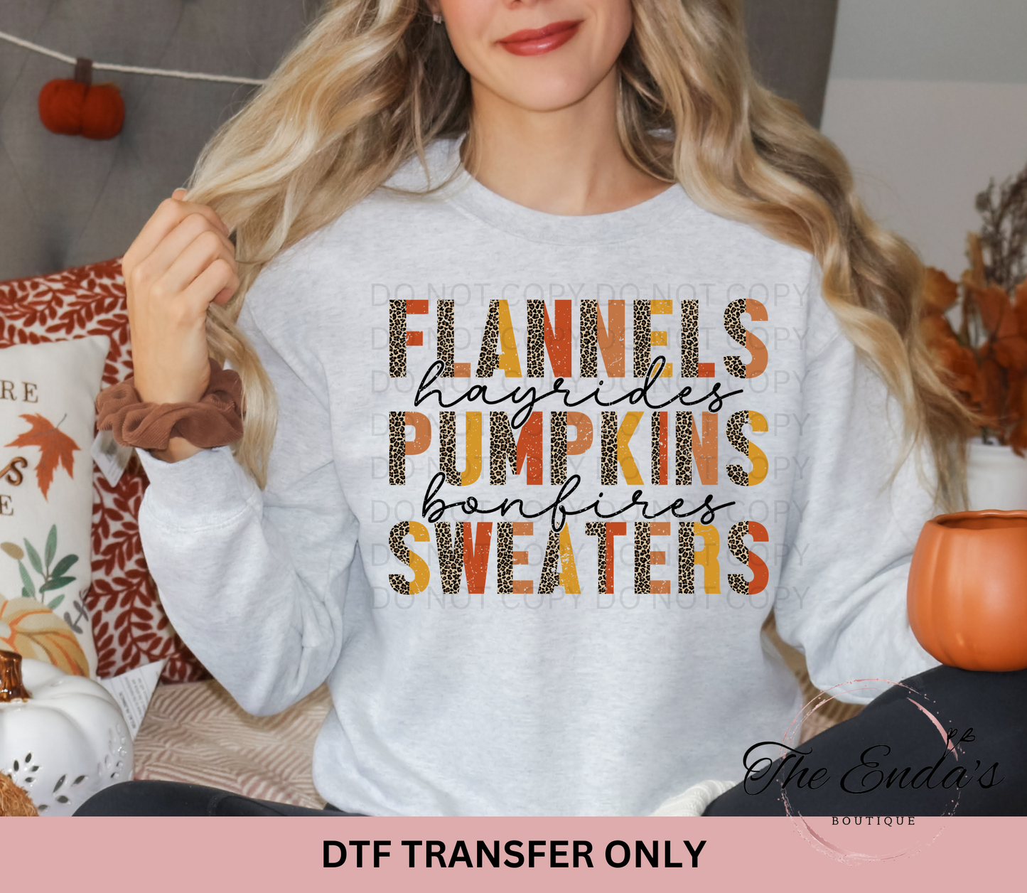Flannels Pumpkins Sweaters DTF Transfer
