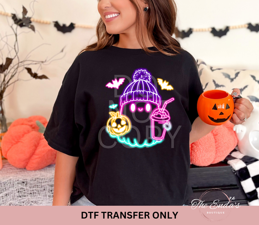 Neon Coffee Ghost DTF Transfer