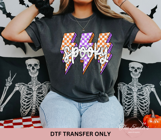 Spooky Checkered Lightning Bolts DTF Transfer