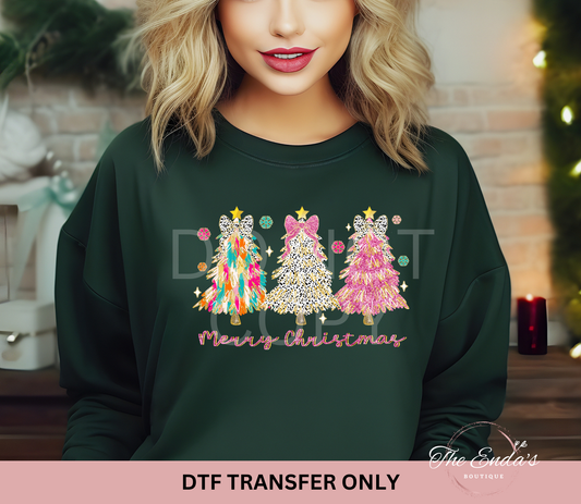 Colorful Glitter Trees DTF Transfer
