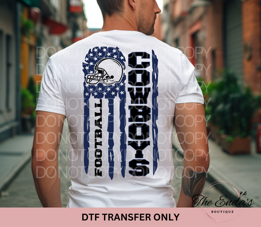 Cowboys Flag DTF Transfer **AVAILABLE IN FULL COLOR AND BLACK**