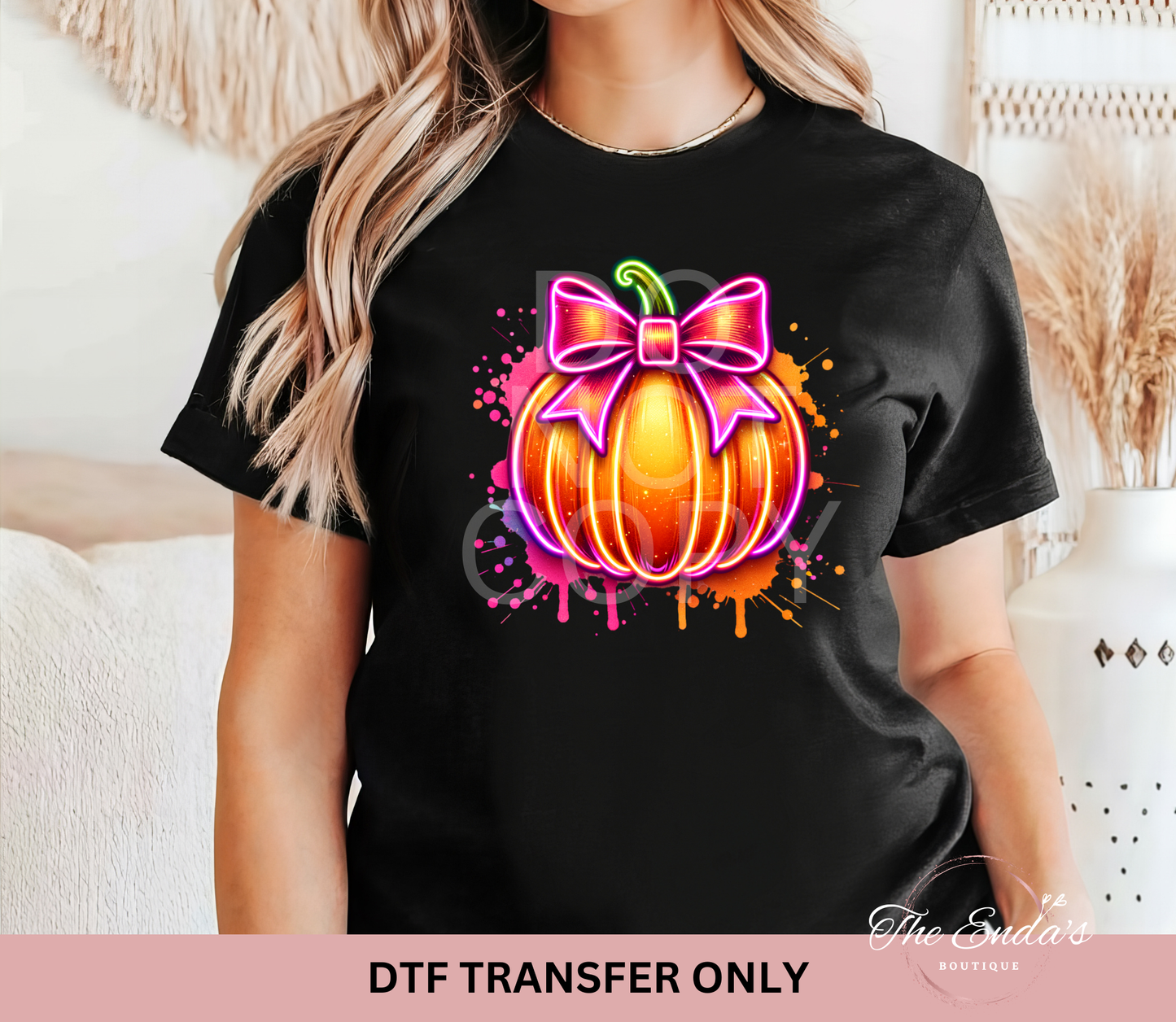 Neon Pumpkin DTF Transfer