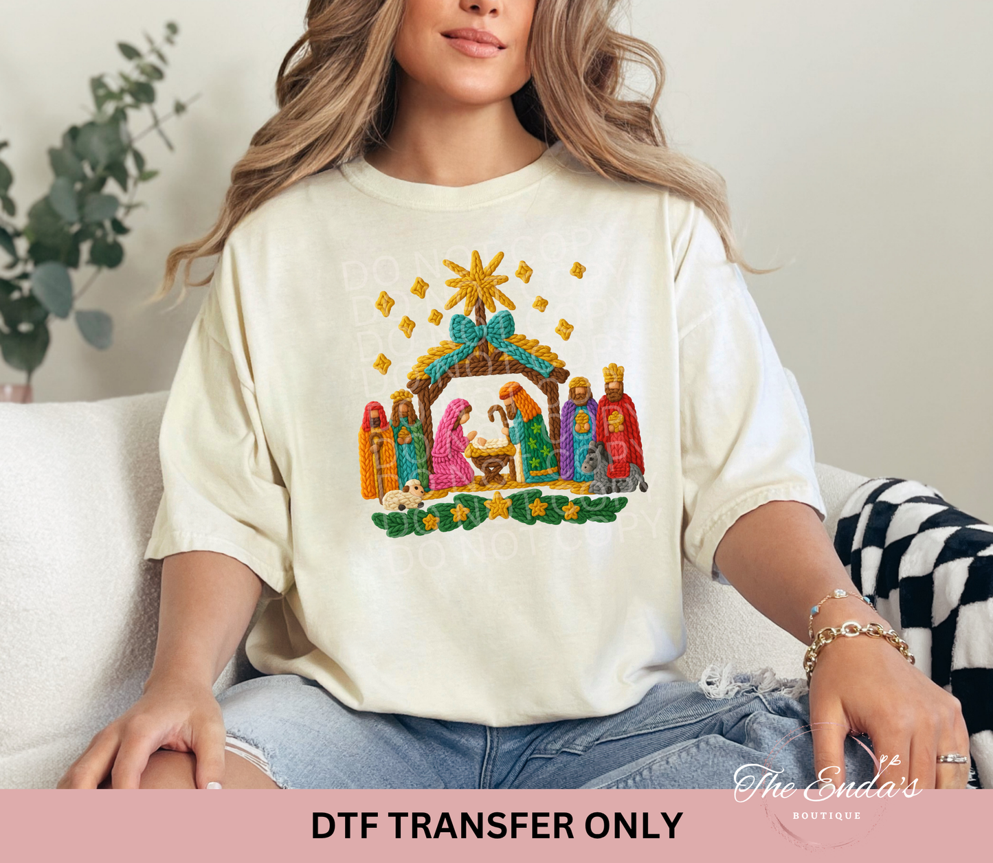 Faux Yarn Nativity DTF Transfer