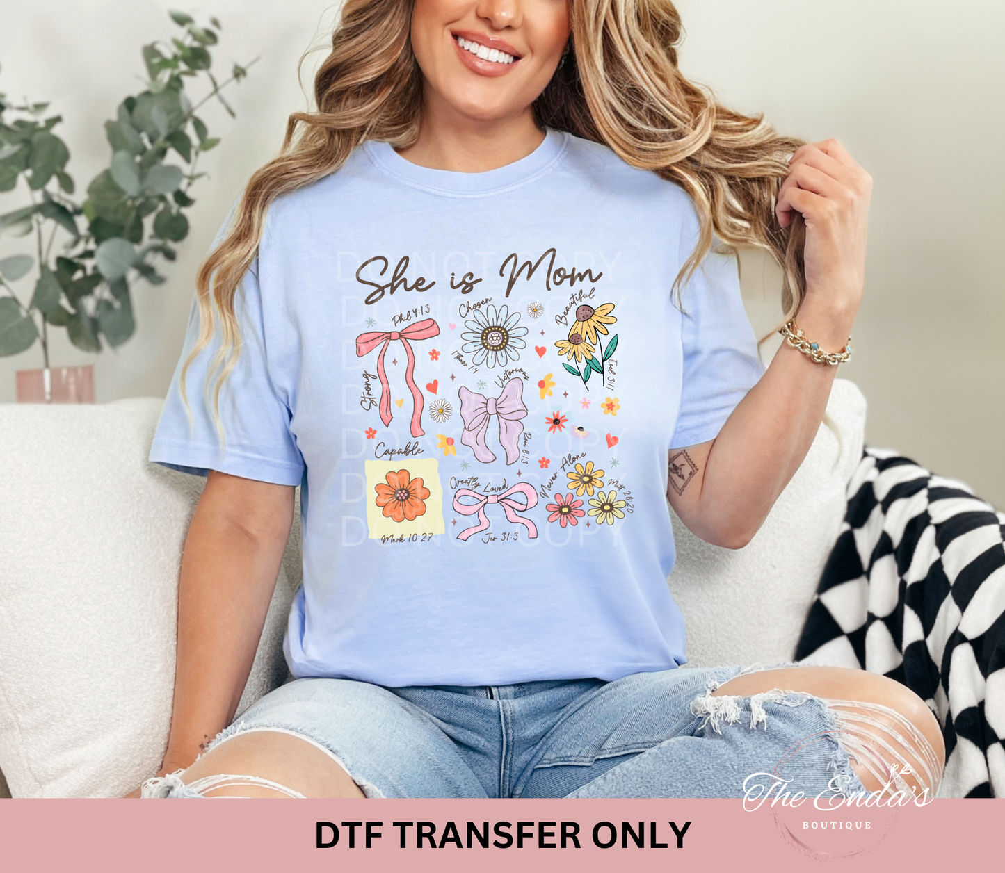She Is Mom Flowers Coquette DTF Transfer