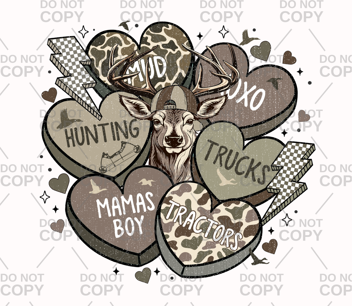 Camo Deer Valentine DTF Transfer