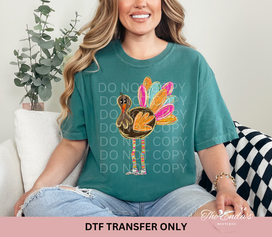 Preppy Long Legged Turkey DTF Transfer