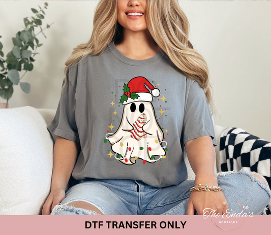 Christmas Tree Cake Ghost DTF Transfer