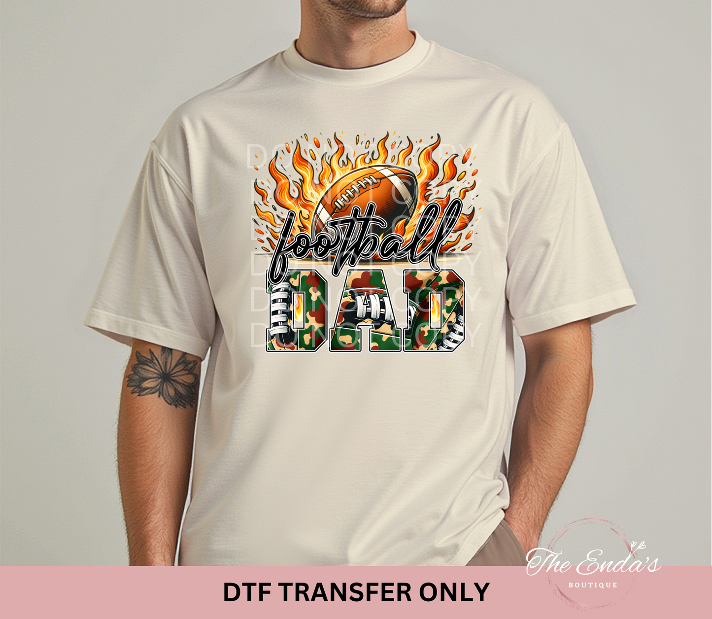 Camo Fire Football Dad DTF Transfer