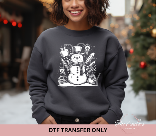 Teacher Snowman DTF Transfer