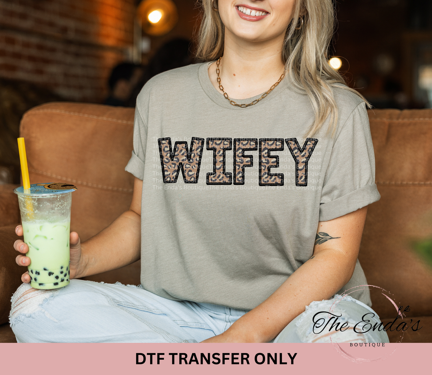 Leopard Wifey Faux Embroidery DTF Transfer