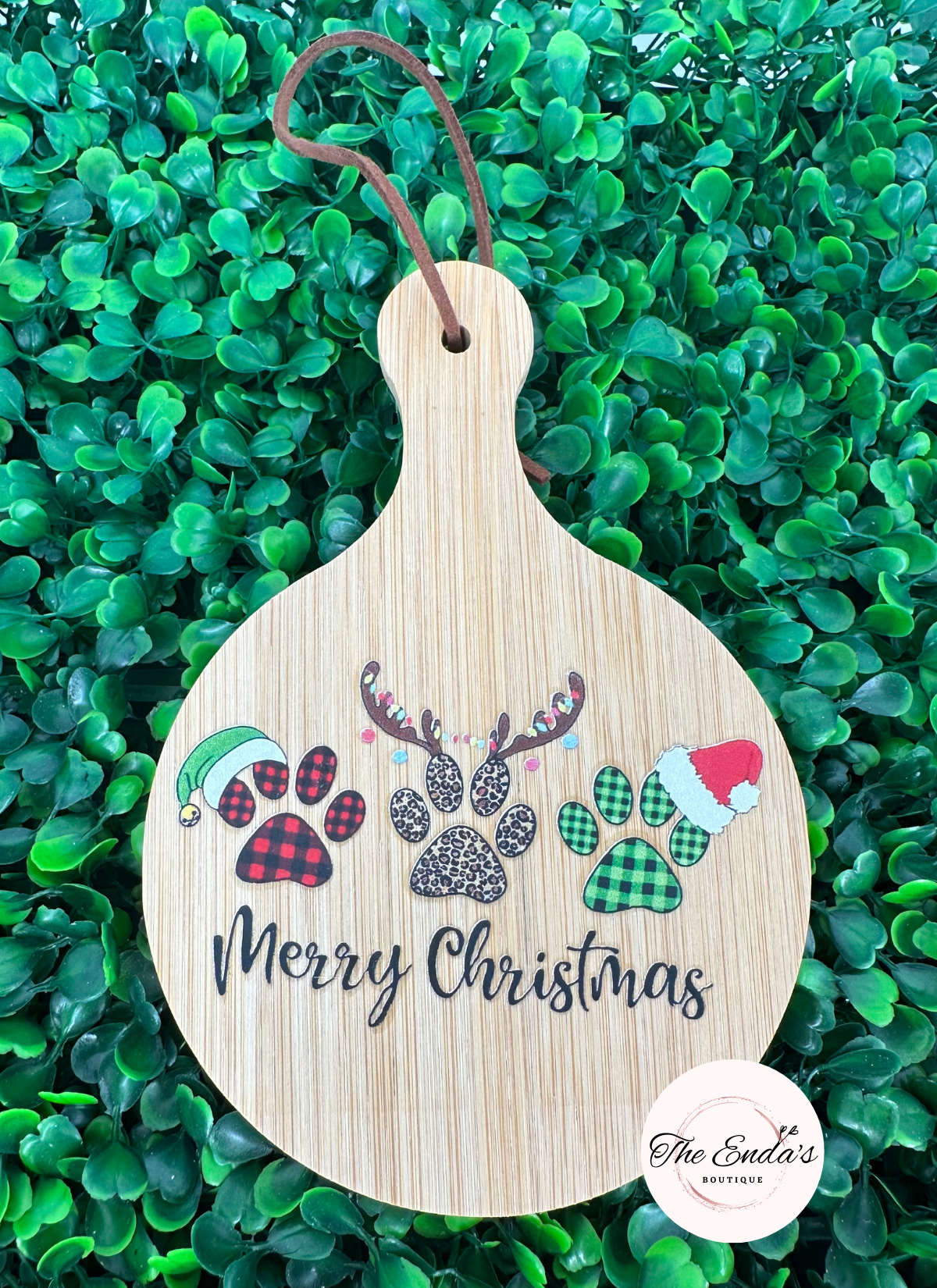 Merry Christmas Paws Wooden Decor