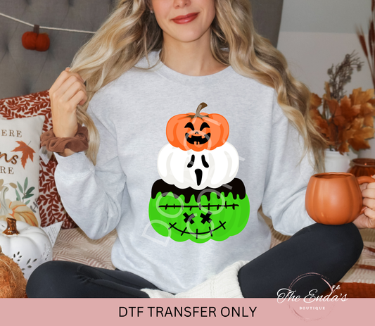 Halloween Stacked Pumpkins DTF Transfer