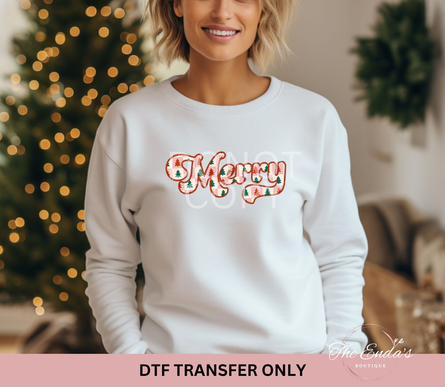 Retro Christmas Tree Merry DTF Transfer