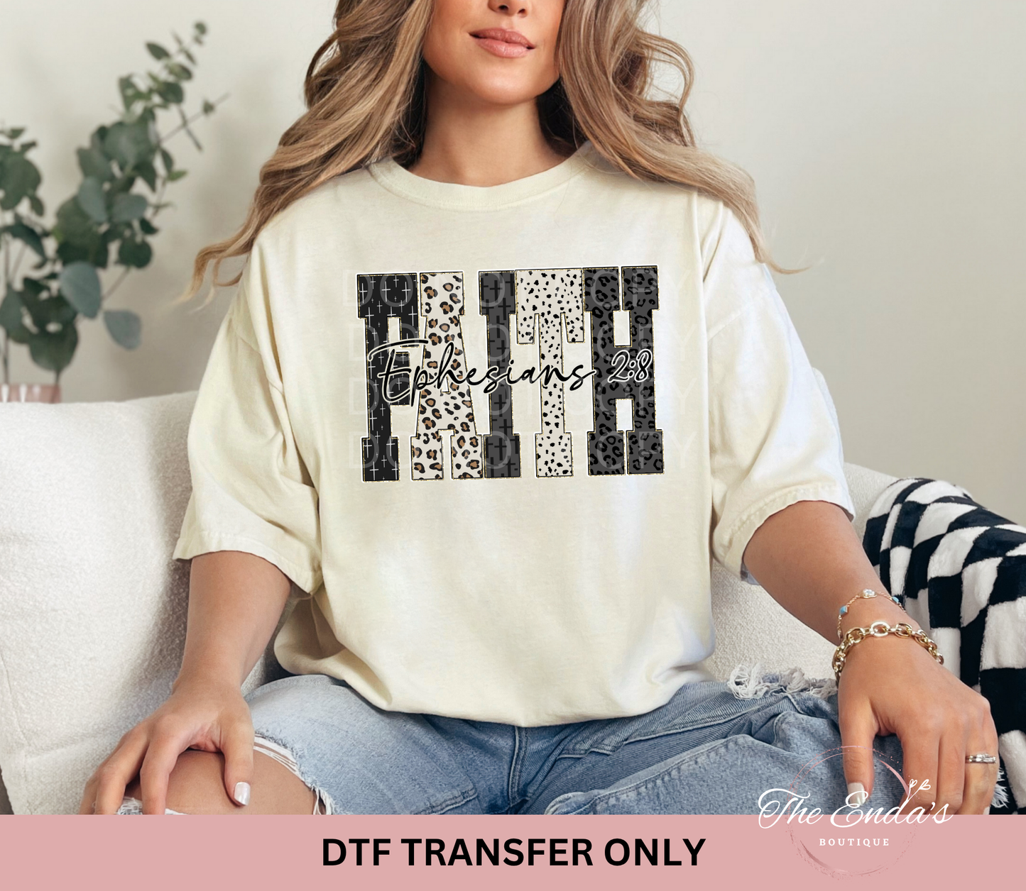 Leopard Bible Faith Ephesians 2:8 DTF Transfer