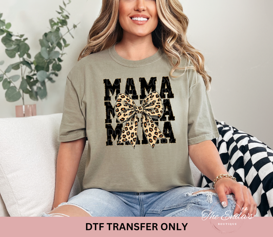 Mama Leopard Bow DTF Transfer