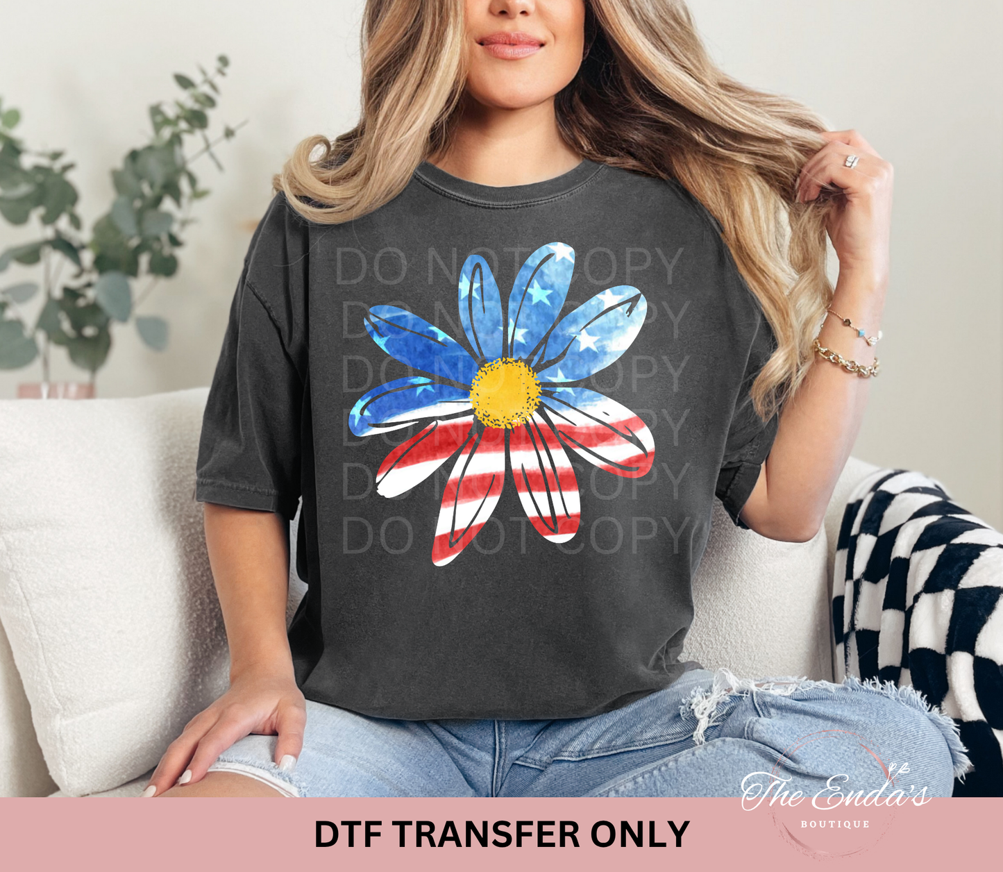 Patriotic Daisy DTF Transfer