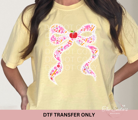 Back to School Lace Bow DTF Transfer