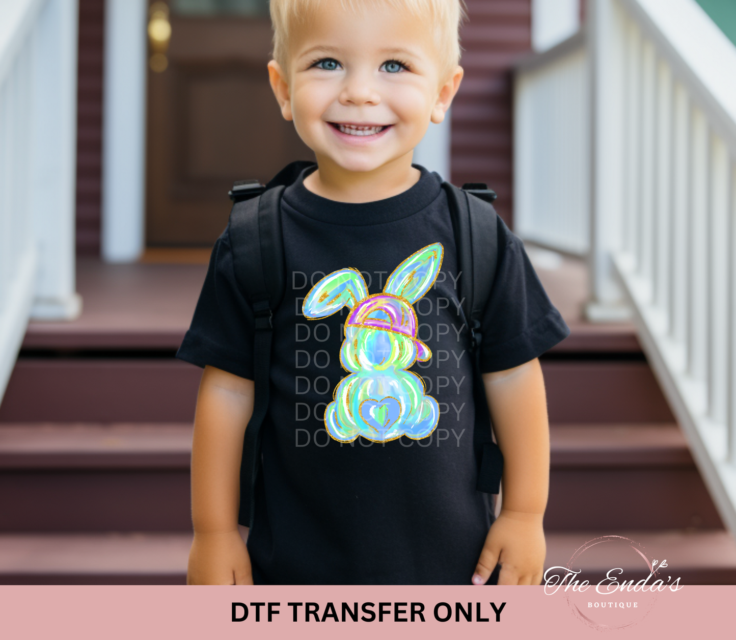 Brushstroke Blue Bunny DTF Transfer