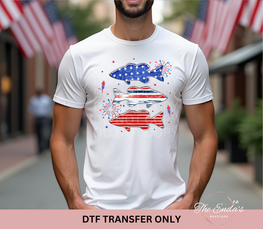 Patriotic Fish DTF Transfer