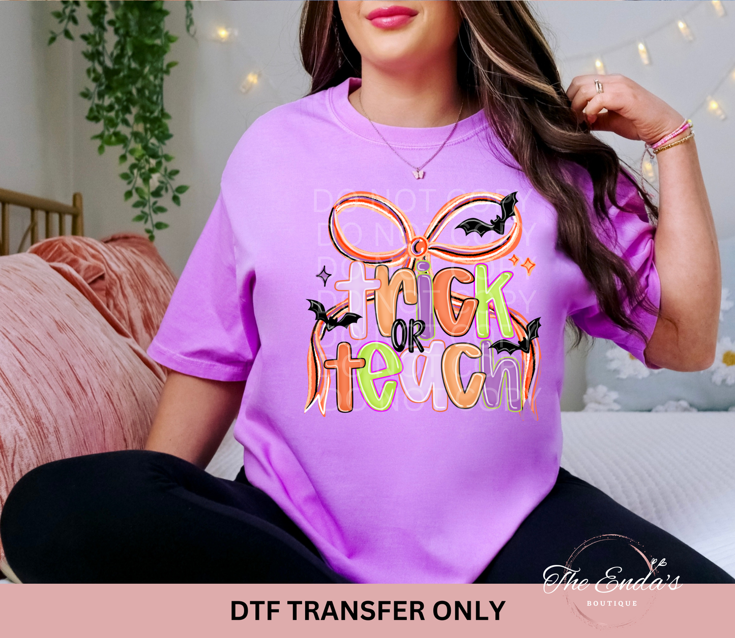 Trick or Teach Bow DTF Transfer