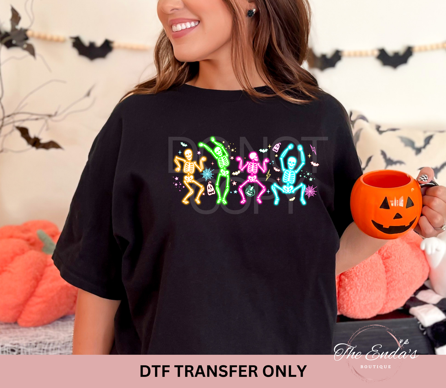 Neon Dancing Skeletons DTF Transfer