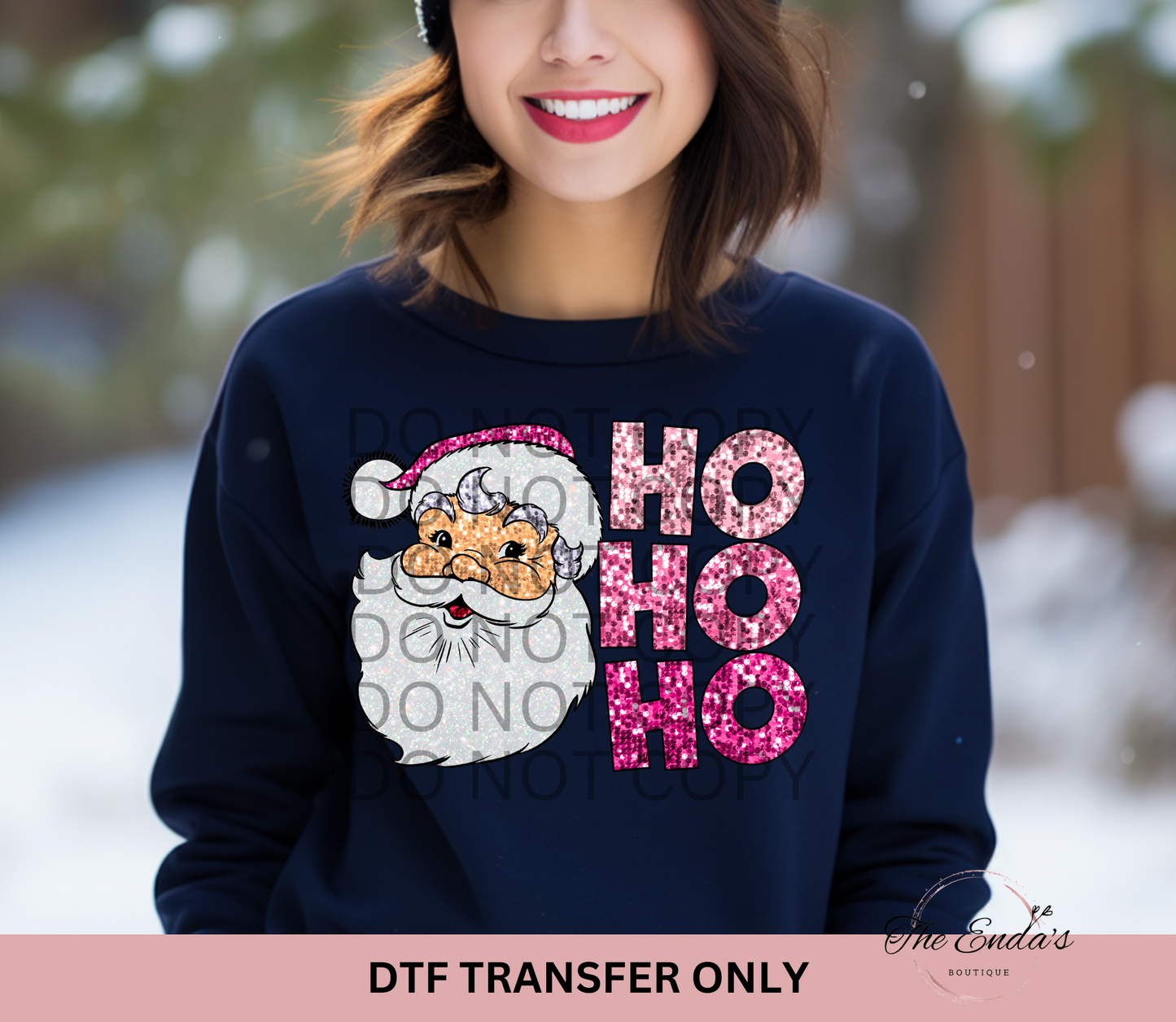Santa Ho Ho Ho Faux Sequin DTF Transfer