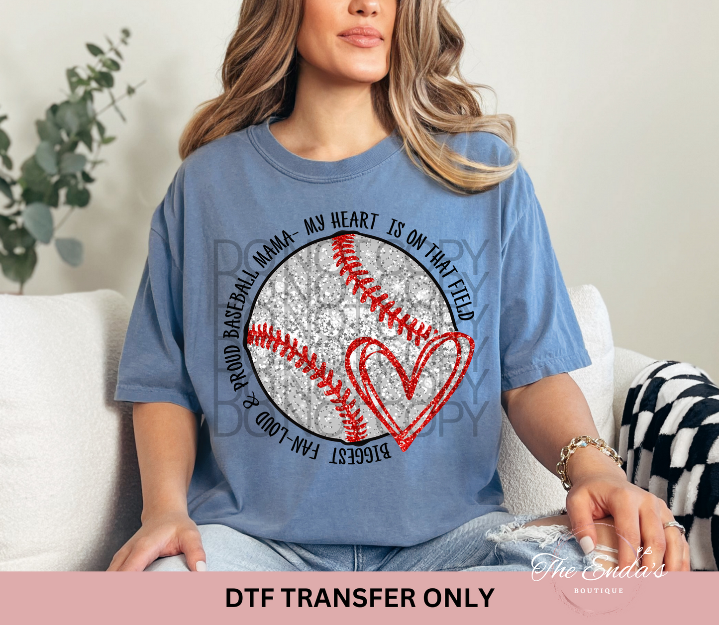 Faux Sequin Baseball Mama DTF Transfer