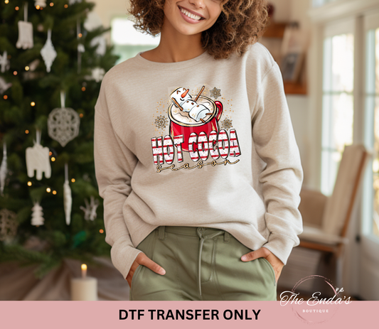 Hot Cocoa Season Faux Glitter DTF Transfer