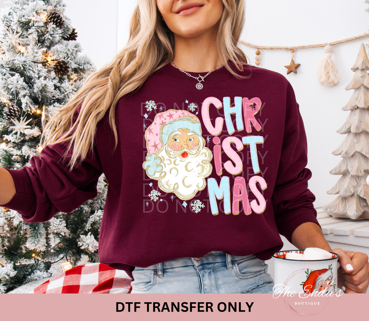 Doodle Stacked Christmas Santa DTF Transfer