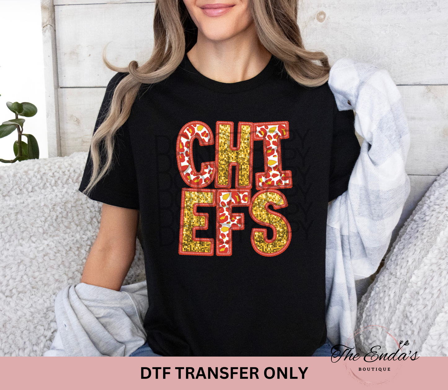 Chiefs Faux Sequin Embroidery DTF Transfer
