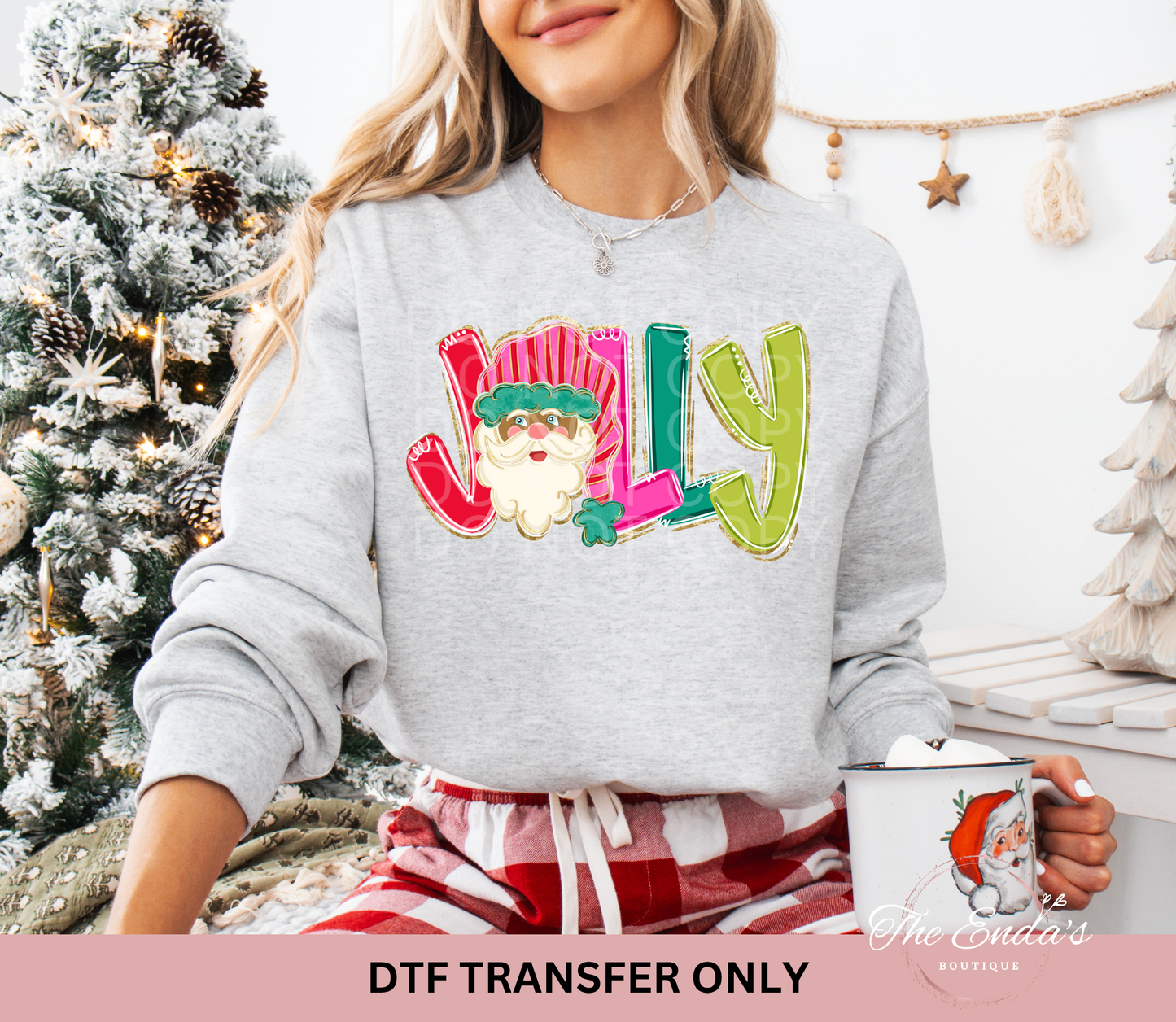 Doodle Jolly Brown Santa DTF Transfer
