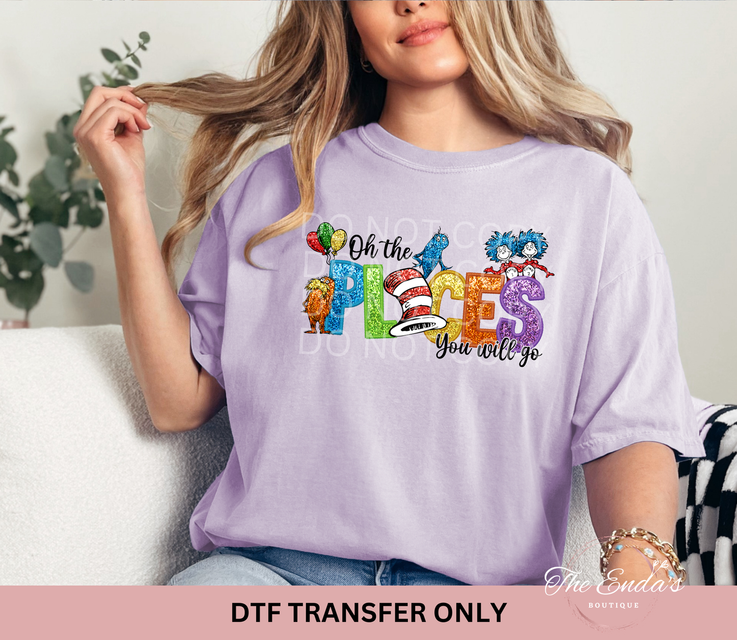 Oh The Places You Will Go Faux Sequin DTF Transfer