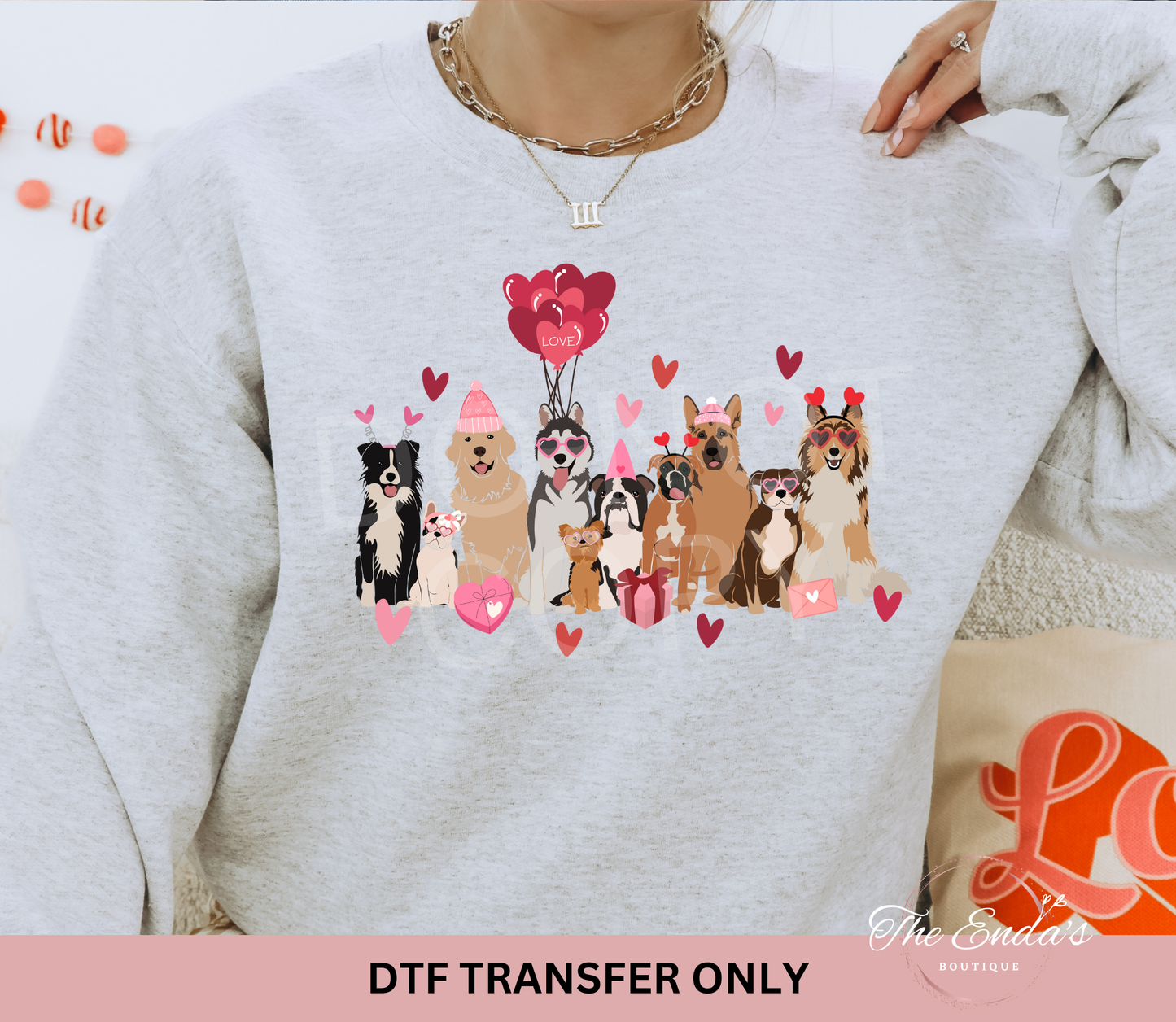 Valentines Dog DTF Transfer