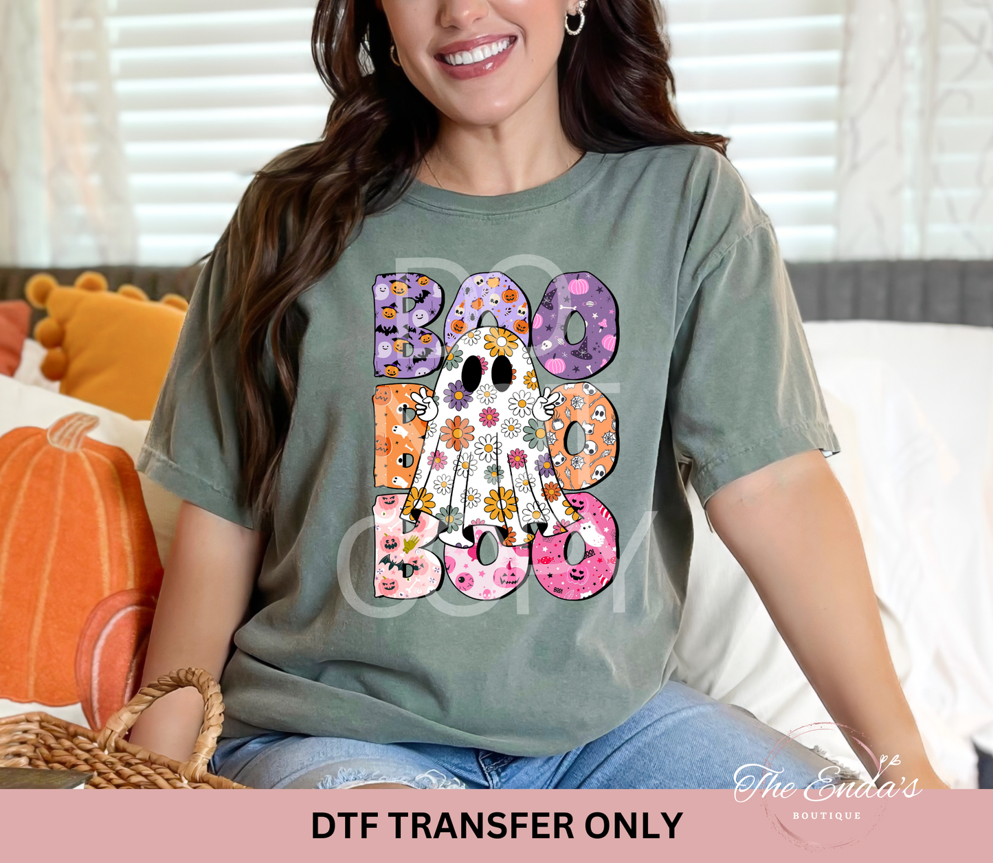 Boo Floral Ghost DTF Transfer