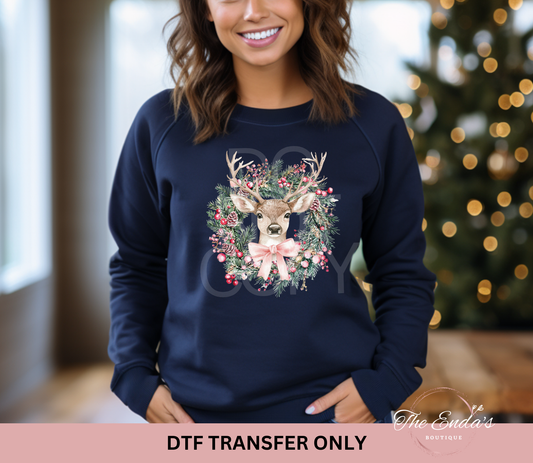 Deer Wreath DTF Transfer
