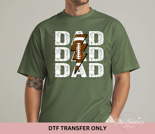 Stacked Dad Football Lightning Bolt DTF Transfer