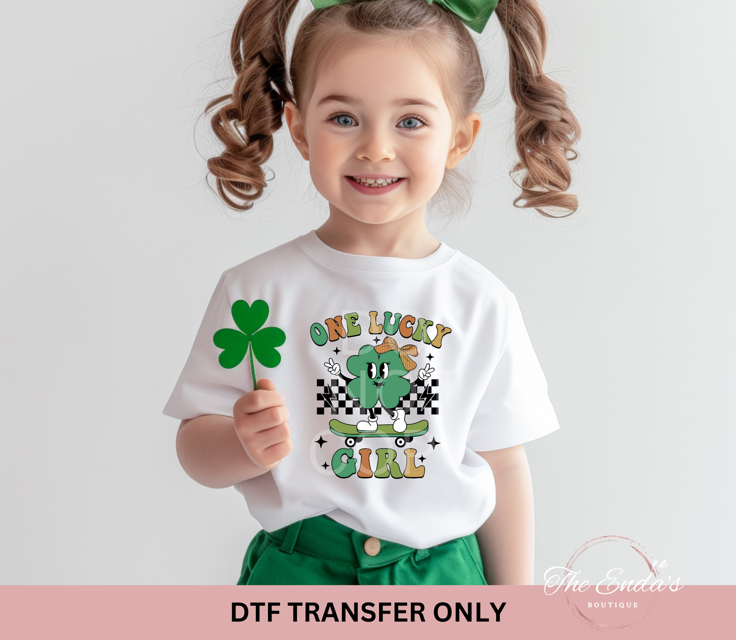 One Lucky Girl Shamrock DTF Transfer