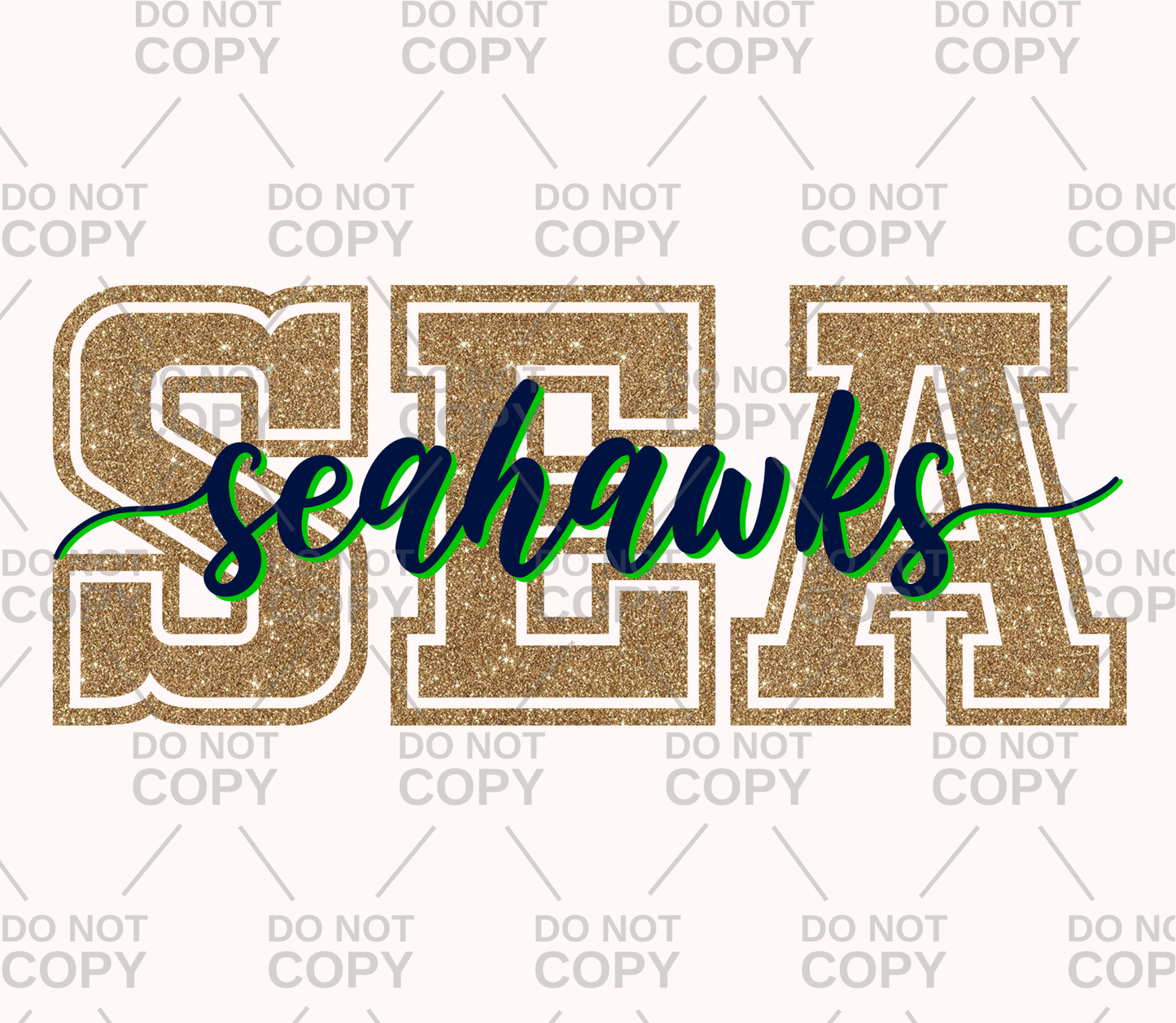 SEA Seahawks Faux Sequin DTF Transfer