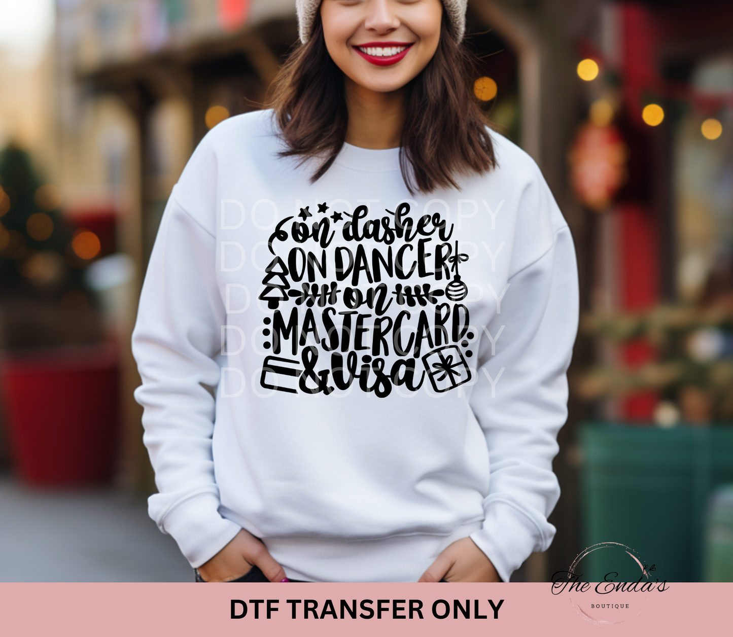 On Dasher On Dancer On Mastercard & Visa DTF Transfer