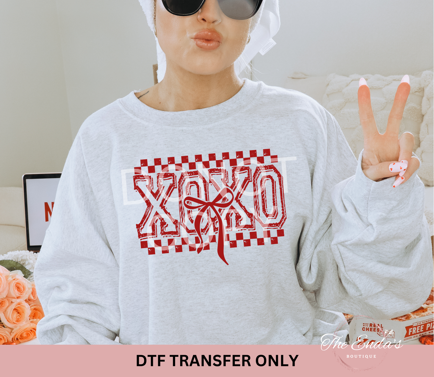 Checkered XOXO Bow DTF Transfer **AVAILABLE IN DIFFERENT COLORS**