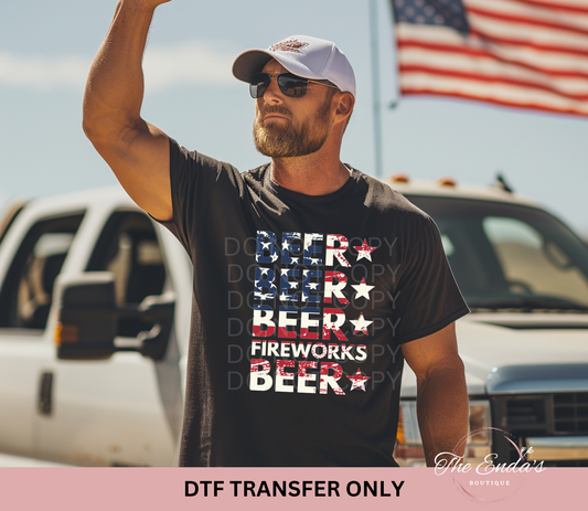 Beer Beer Beer Fireworks Beer DTF Transfer
