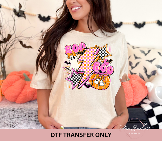 Checkered Stars & Lightning Bolt Boo Boo DTF Transfer