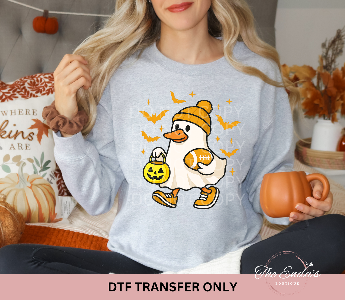 YELLOW Halloween Football Ghost Goose DTF Transfer