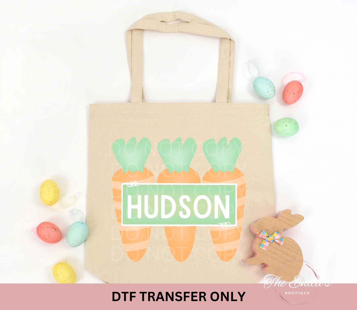 Personalized Green Easter Carrots DTF Transfer