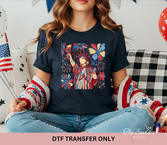 Retro Patriotic Statue Of Liberty DTF Transfer