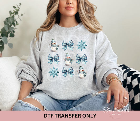Snowman Snowflake Coquette DTF Transfer