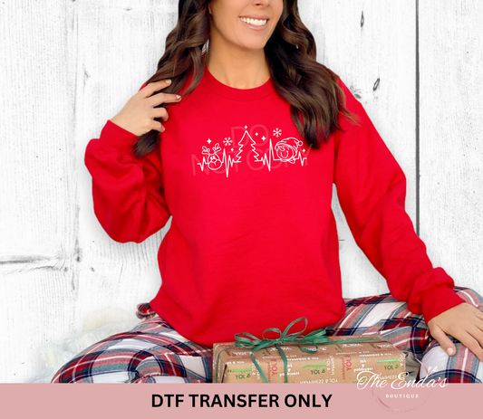 Christmas Heartbeat DTF Transfer