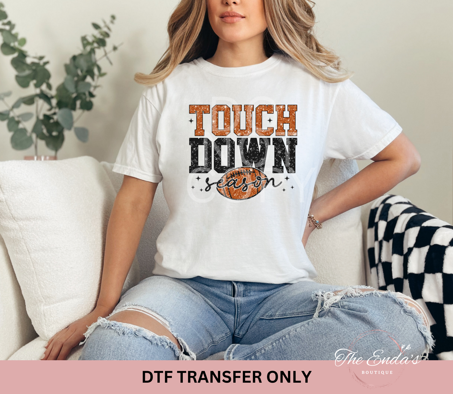 Touch Down Faux Glitter DTF Transfer